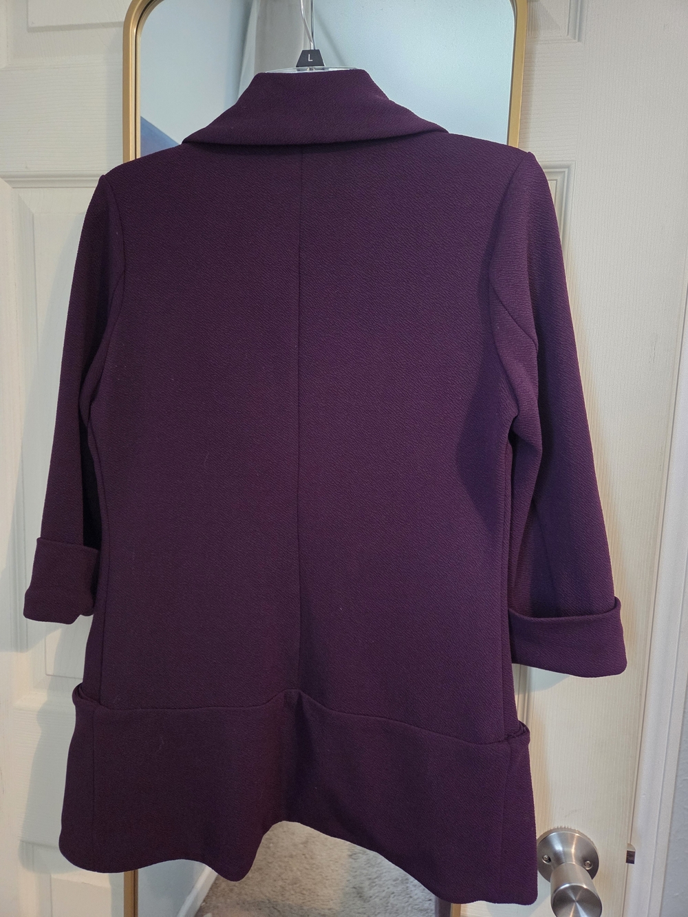 Plum Open-Front Shawl Collar Blazer-M - Picture 3 of 4